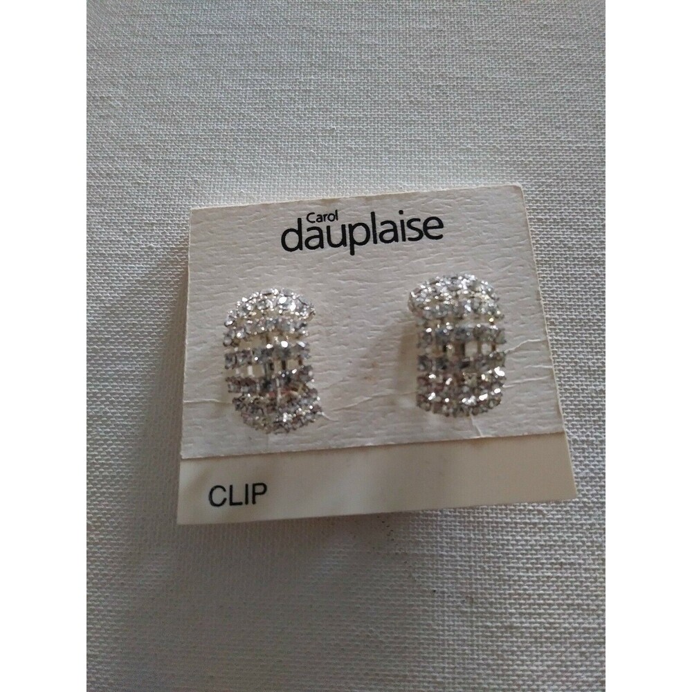 Carol Dauplaise Vintage Rhinestone Clip Earrings New